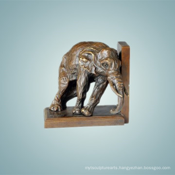 Animal Bronze Sculpture Elephant Right Bookrack Deco Brass Statue Tpal-143A (B)